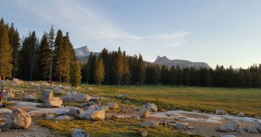 Cathedral Peaks from Tuolumne Meadows