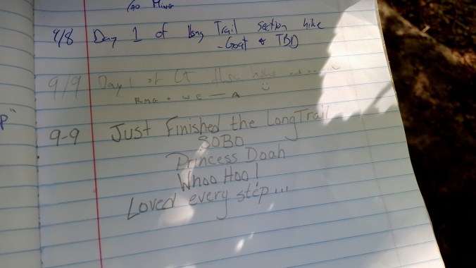 Long Trail/Appalachian Trail Crossing over into Massachusetts sobo on LT Last registry...