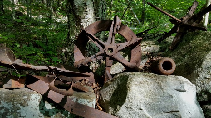 Old farm equipment along the trail