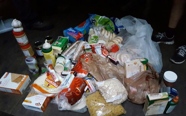 Food supply for a high school group on orientation week at Stratton Pond Shelter